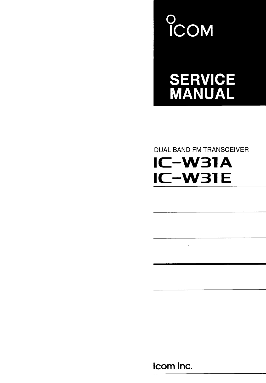 Icom IC-W31A, IC-W31E User Manual