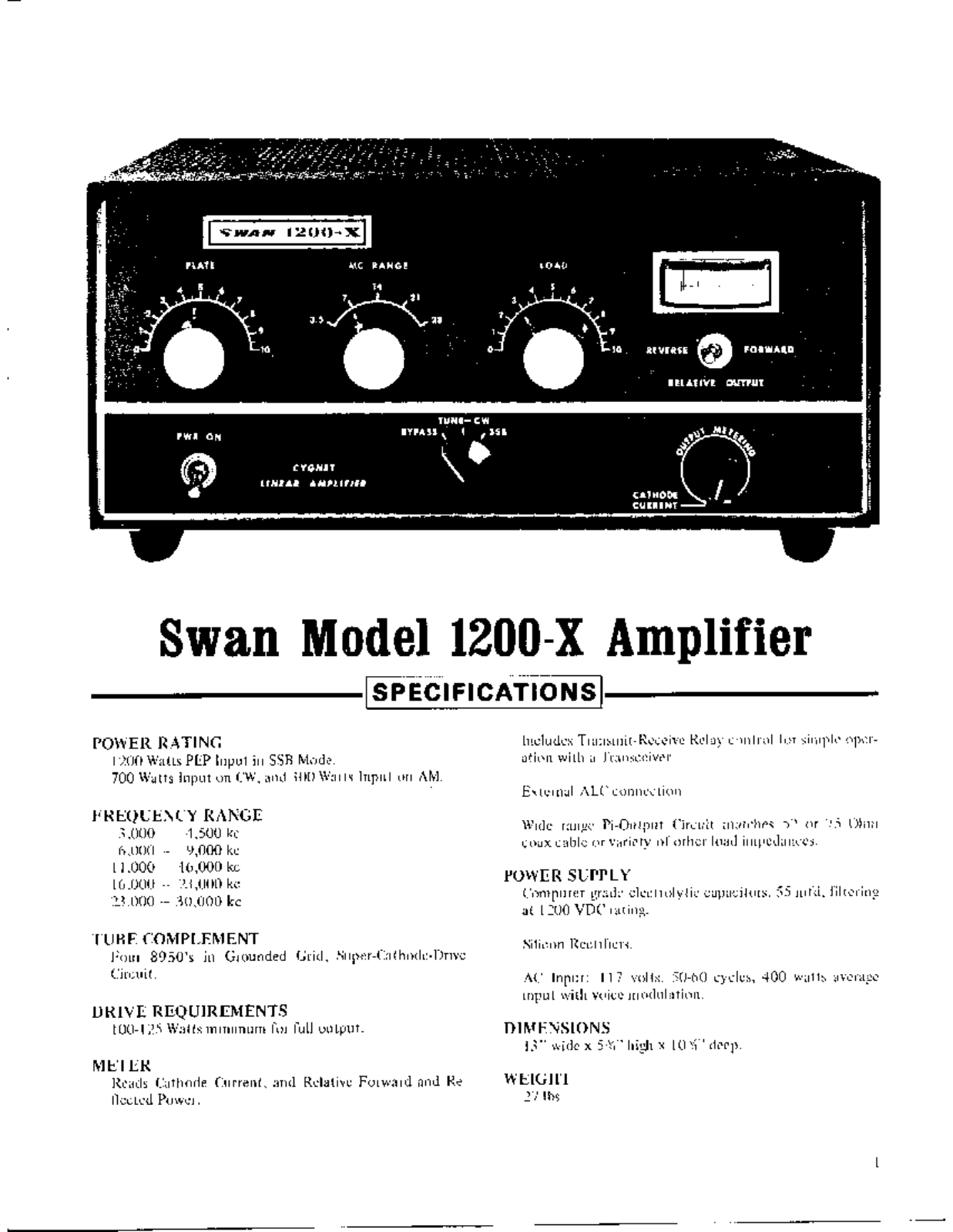 SWAN 1200-X User Manual (PAGE 2)