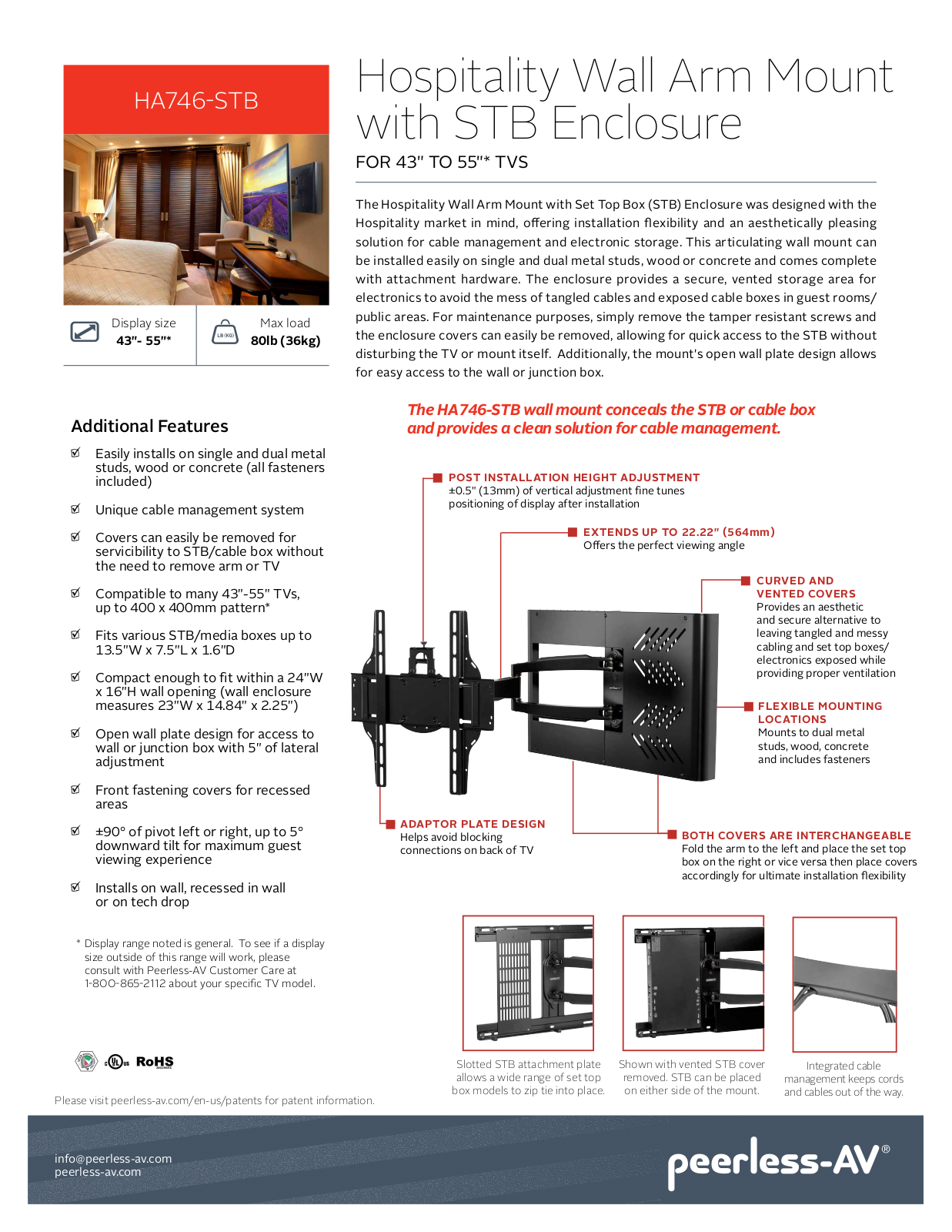 Peerless-AV HA746-STB Specsheet