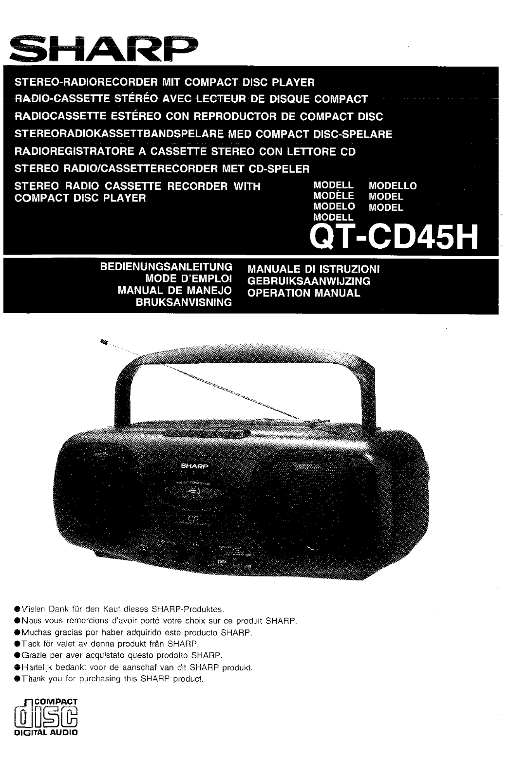 Sharp QT-CD45H User Manual