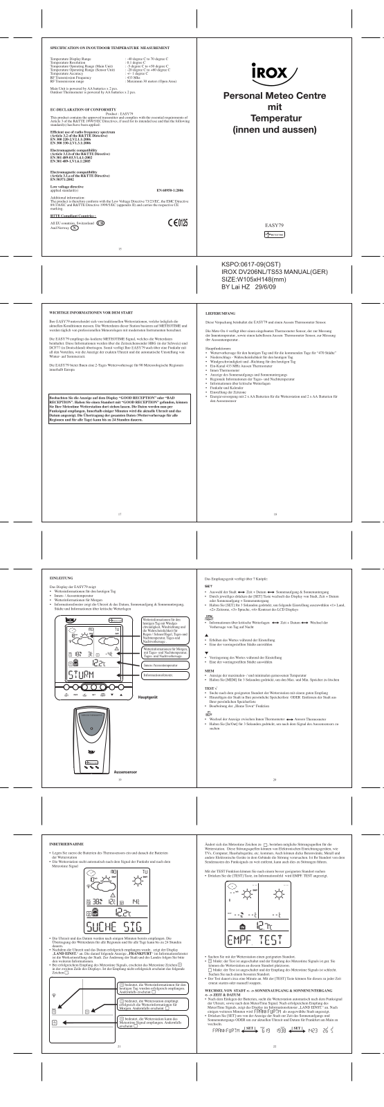 Irox EASY79 User Manual