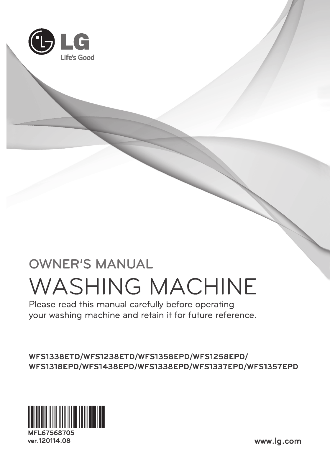 LG WFS1337EPD Owner's Manual