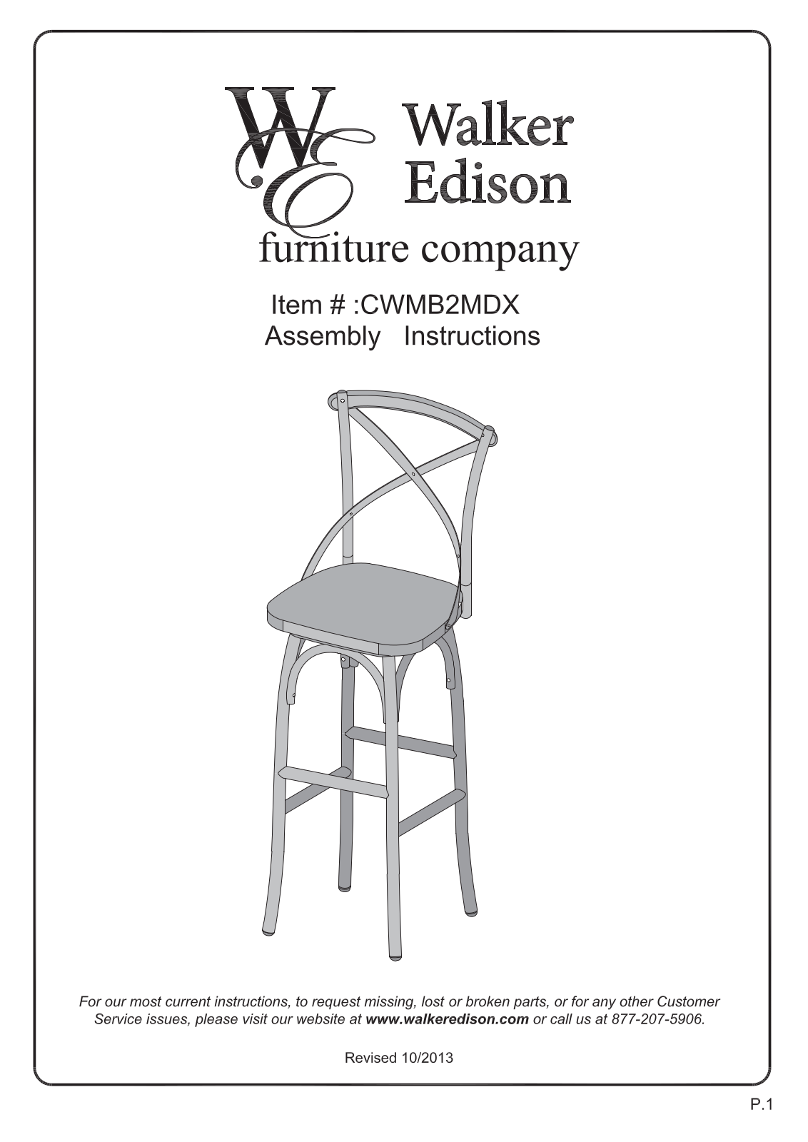 Walker Edison Furniture CWMB2MDX User Manual