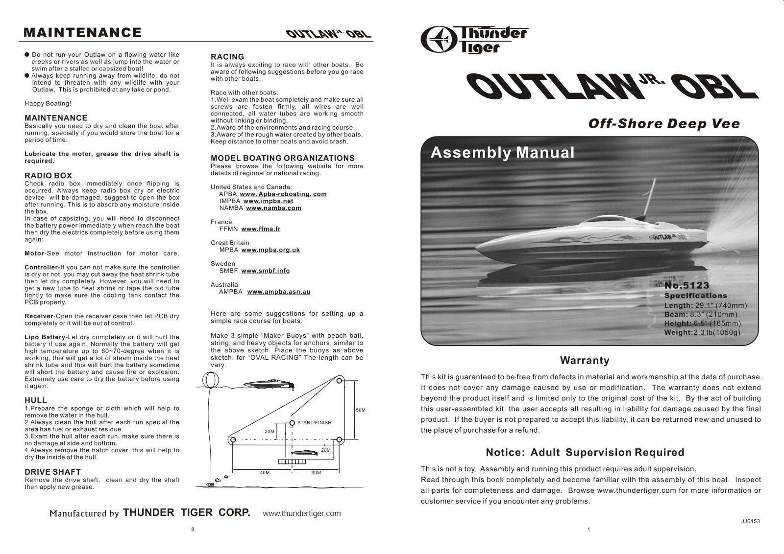 Thunder Tiger OUTLAW JR.OBL User Manual