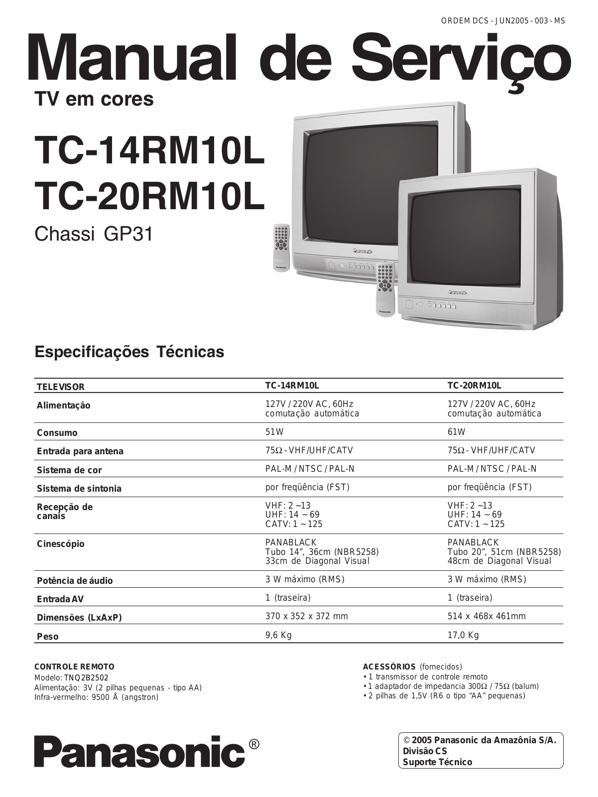 Panasonic TC-14RM10L, TC-20RM10L Schematic