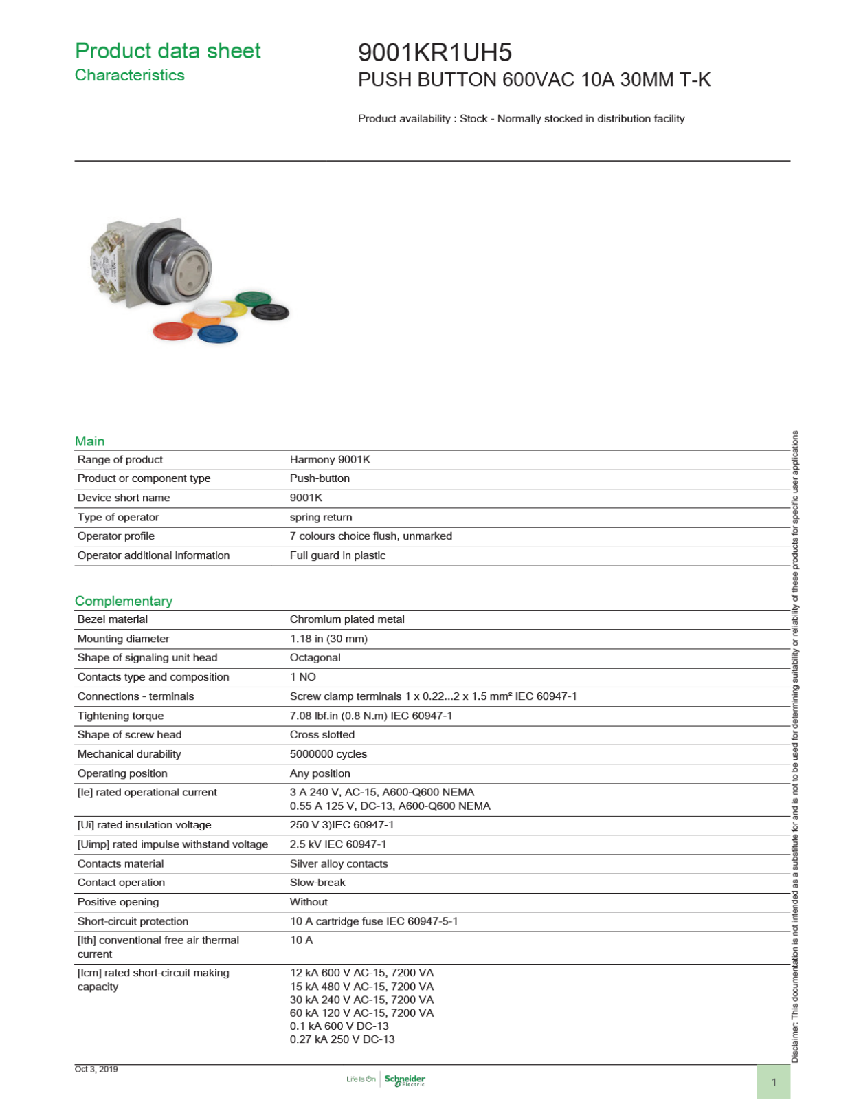 Square D 9001KR1UH5 Data Sheet