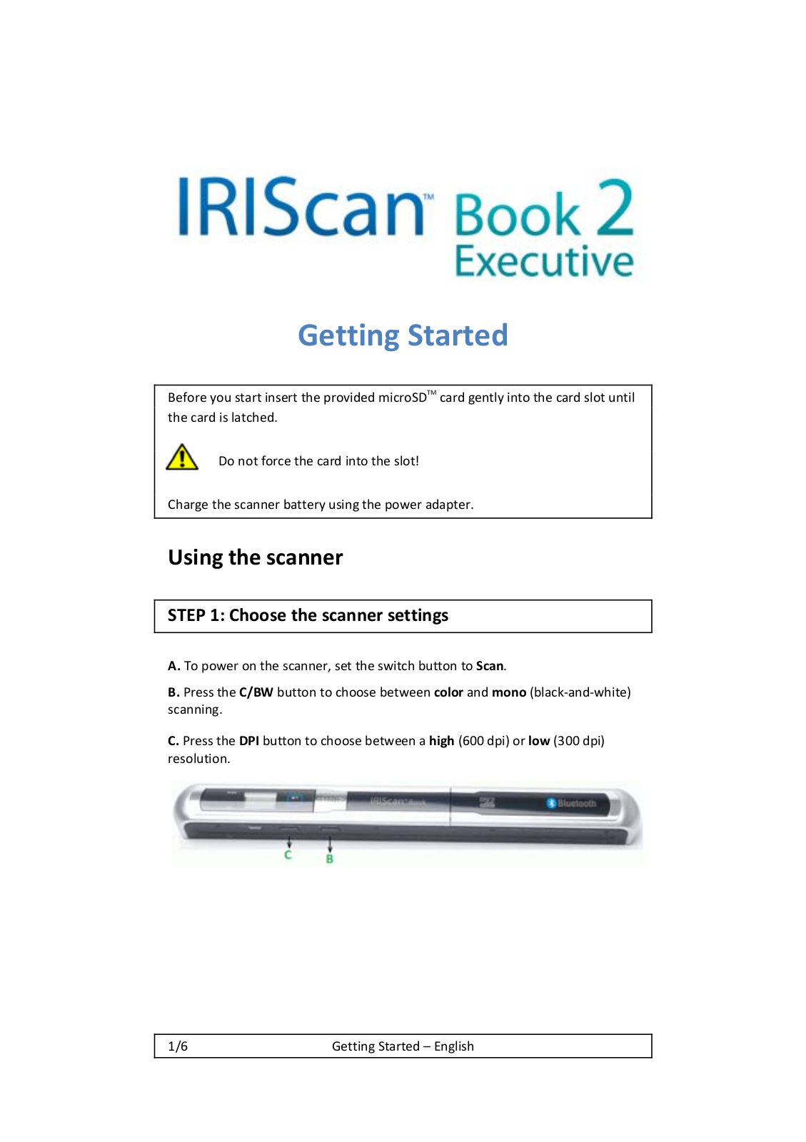 IRIS IRISCan Book 2 Executive Quick Start Guide