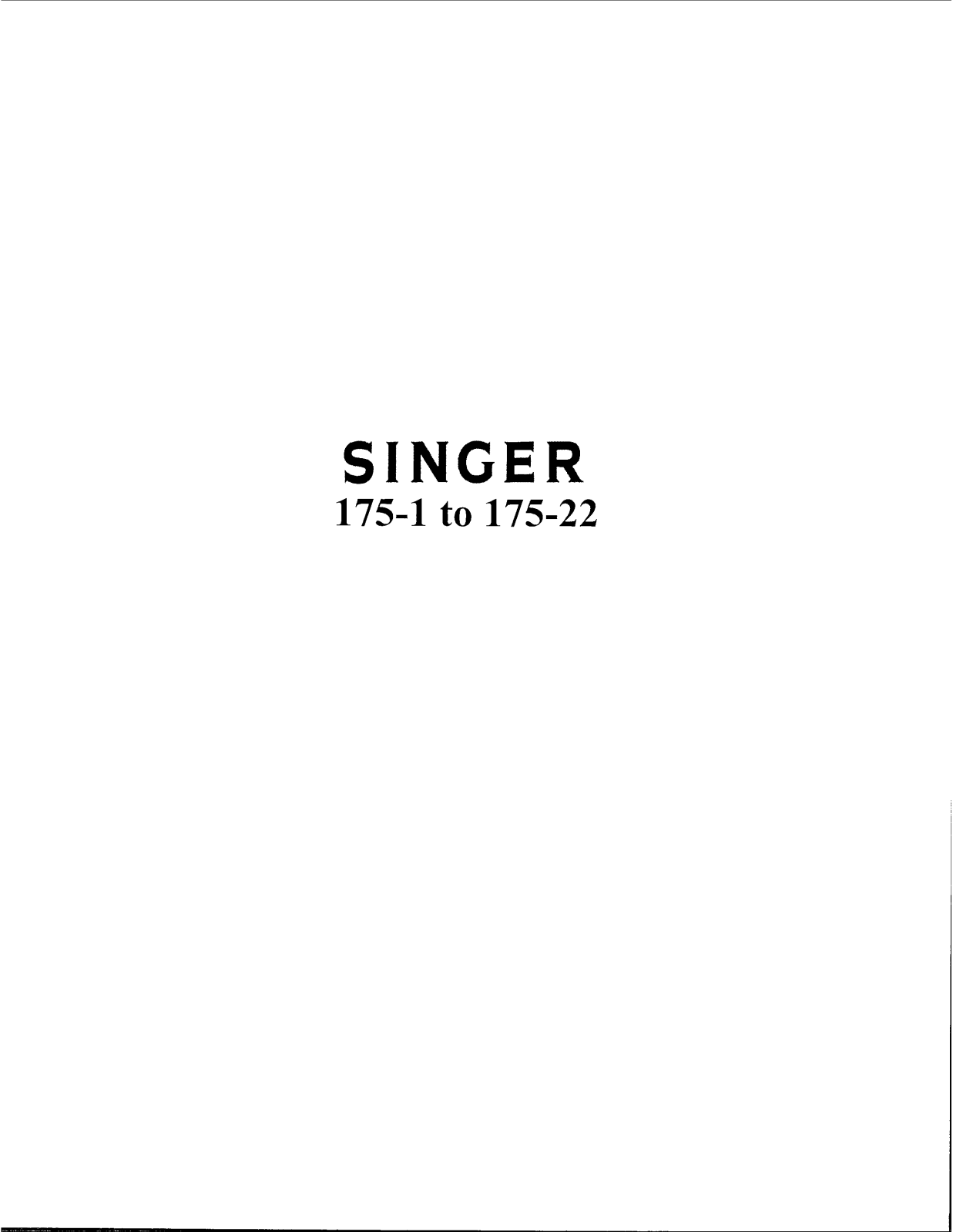 SINGER 175-1, 175-2, 175-3, 175-4, 175-5 Parts List