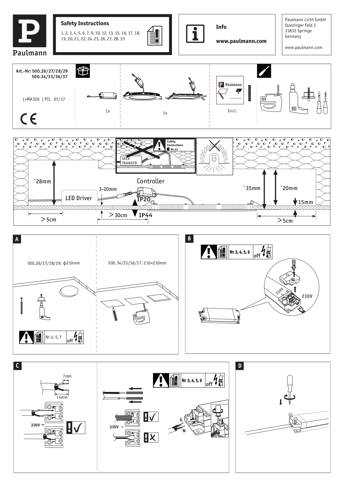 Paulmann 500.35 operation manual