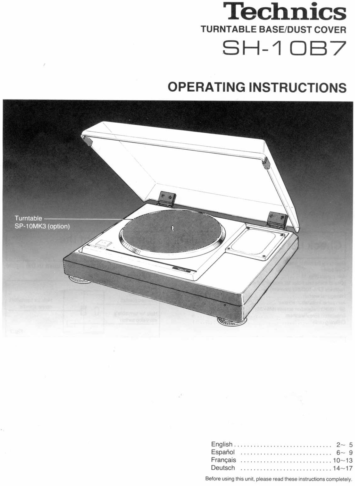 Technics SH-10-B-7 Owners manual