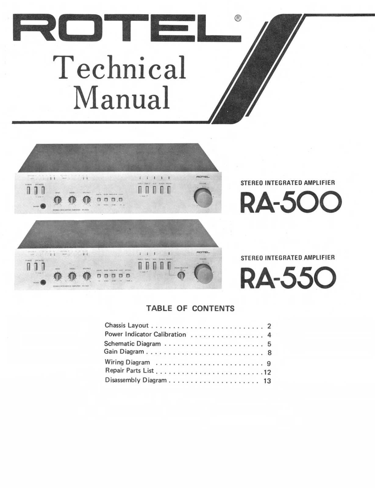 Rotel RA-500 Service manual