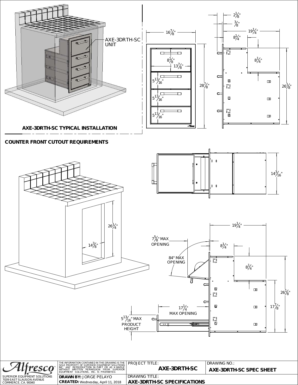 Alfresco AXE3DRTHSC Specifications - ManualMachine.com
