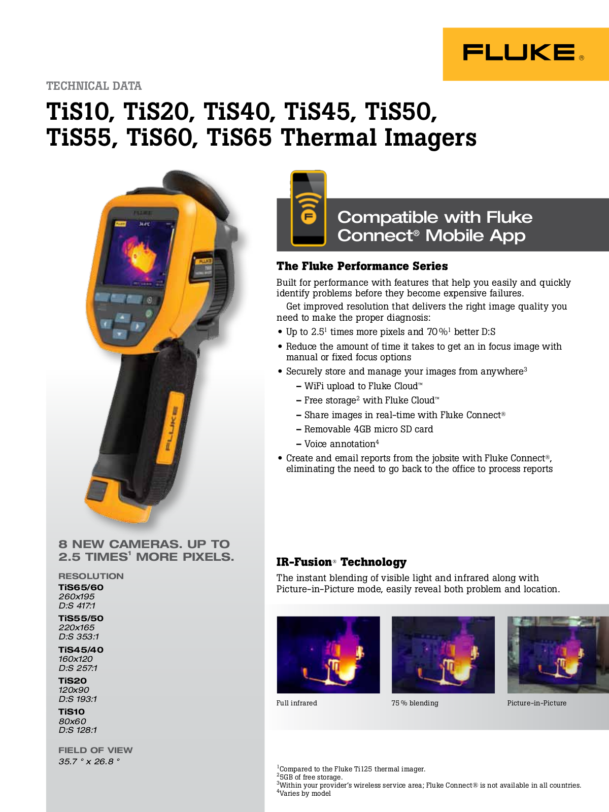 Fluke TiS10, TiS20, TiS40, TiS45, TiS50 Data Sheet