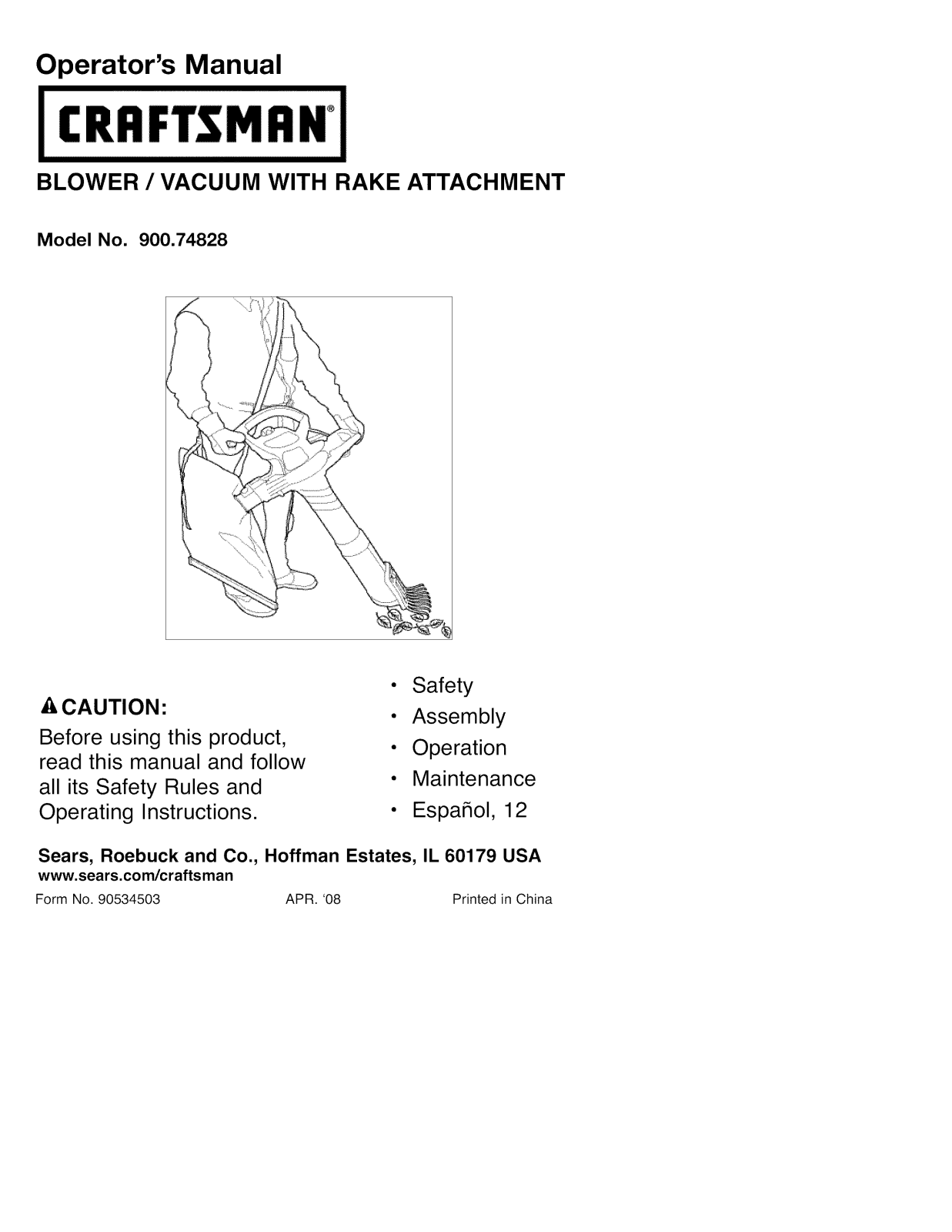 Craftsman 900748280 Owner’s Manual