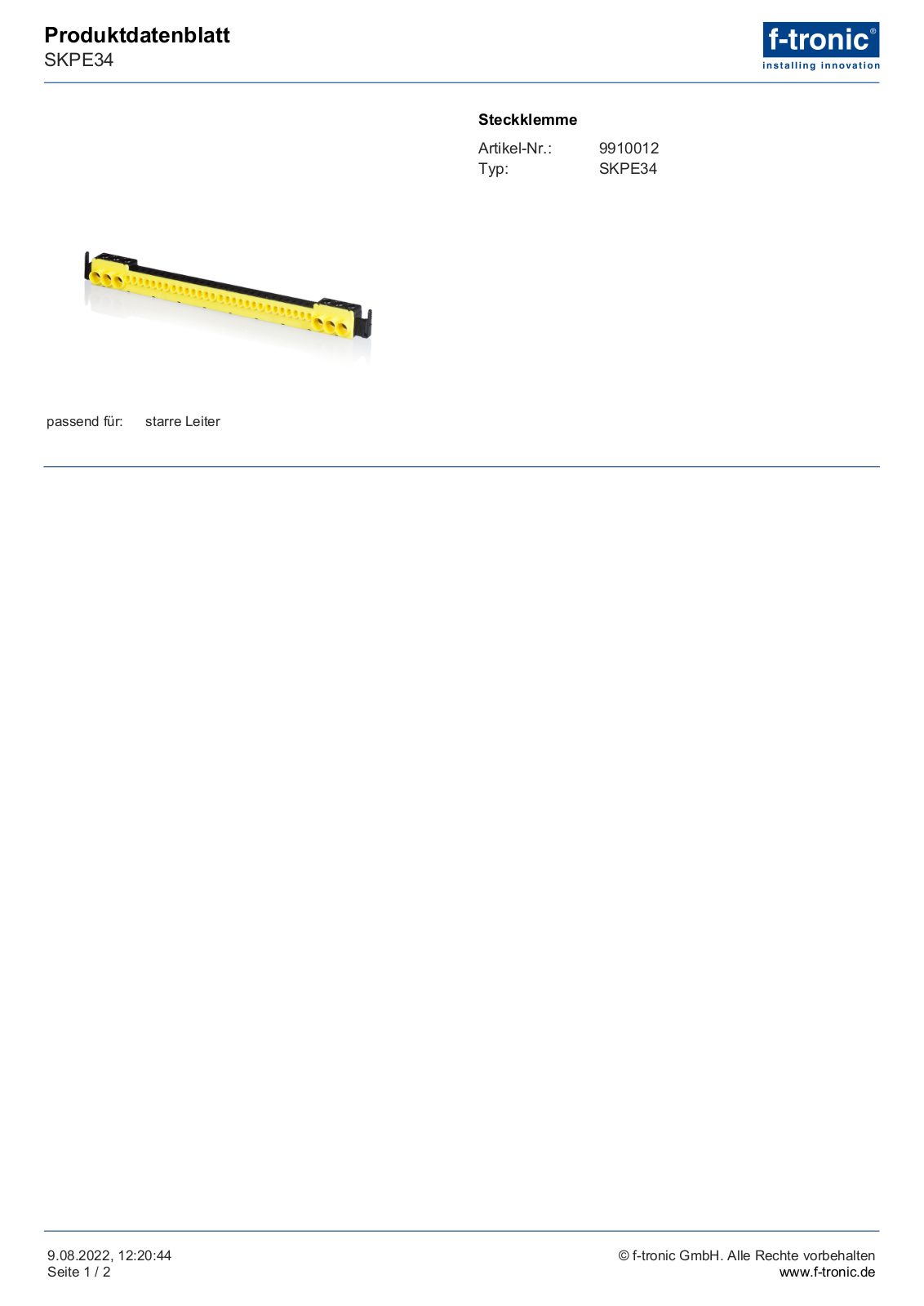 F-TRONIC SKPE34 Datasheet - ManualMachine.com