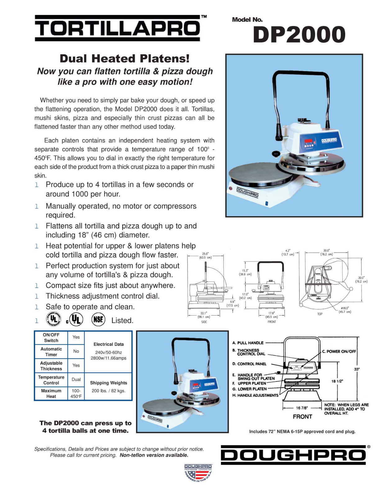 Doughpro DP2000 User Manual