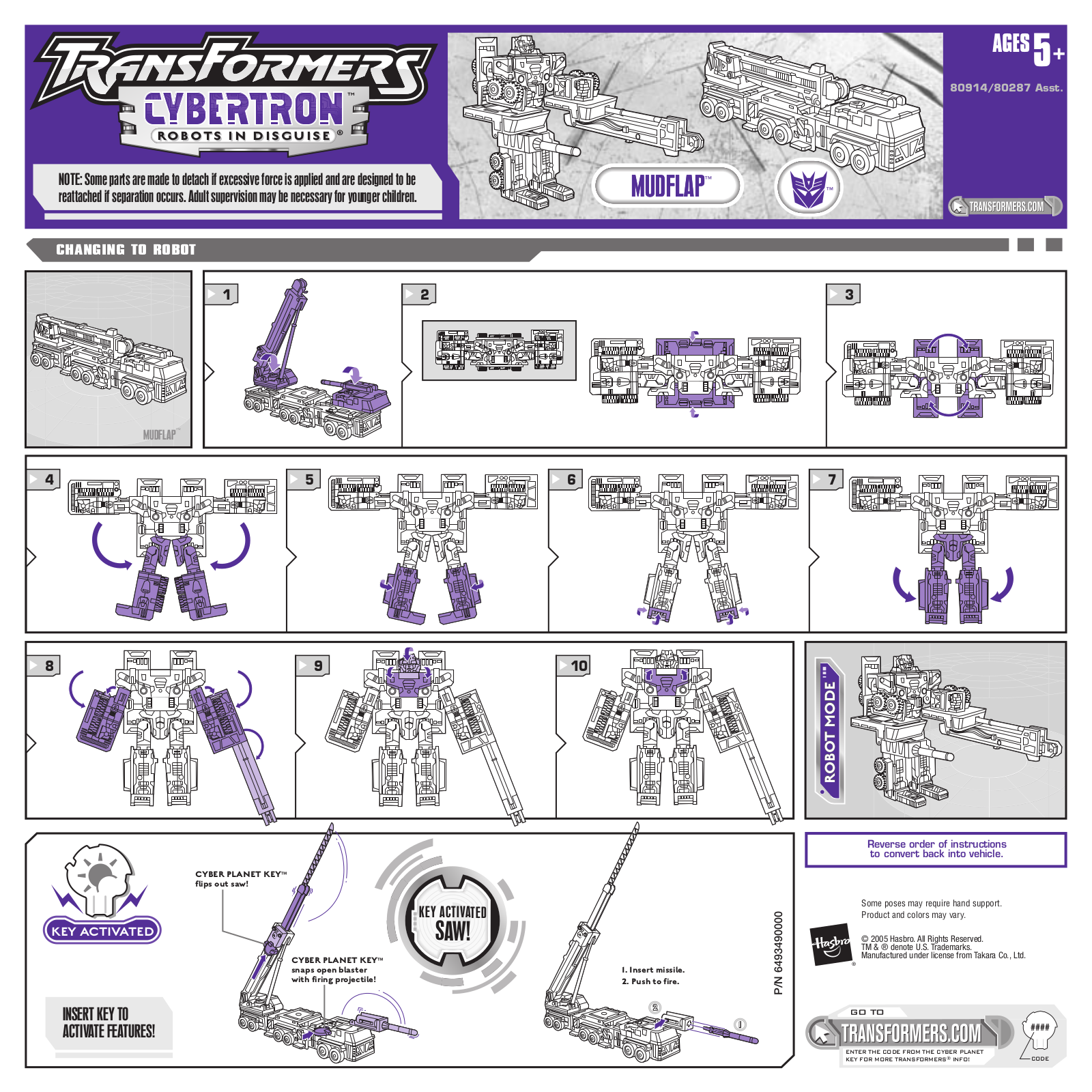 HASBRO Transformers Cybertron Mudflap User Manual - ManualMachine.com