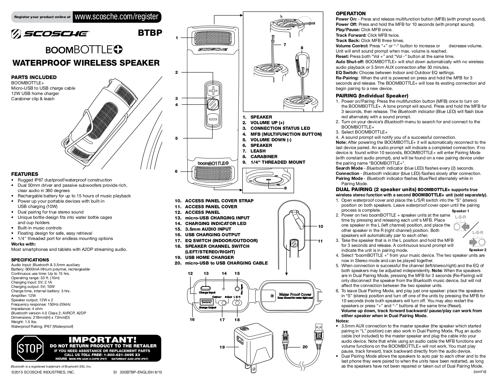 Scosche BoomBottle+ User Manual