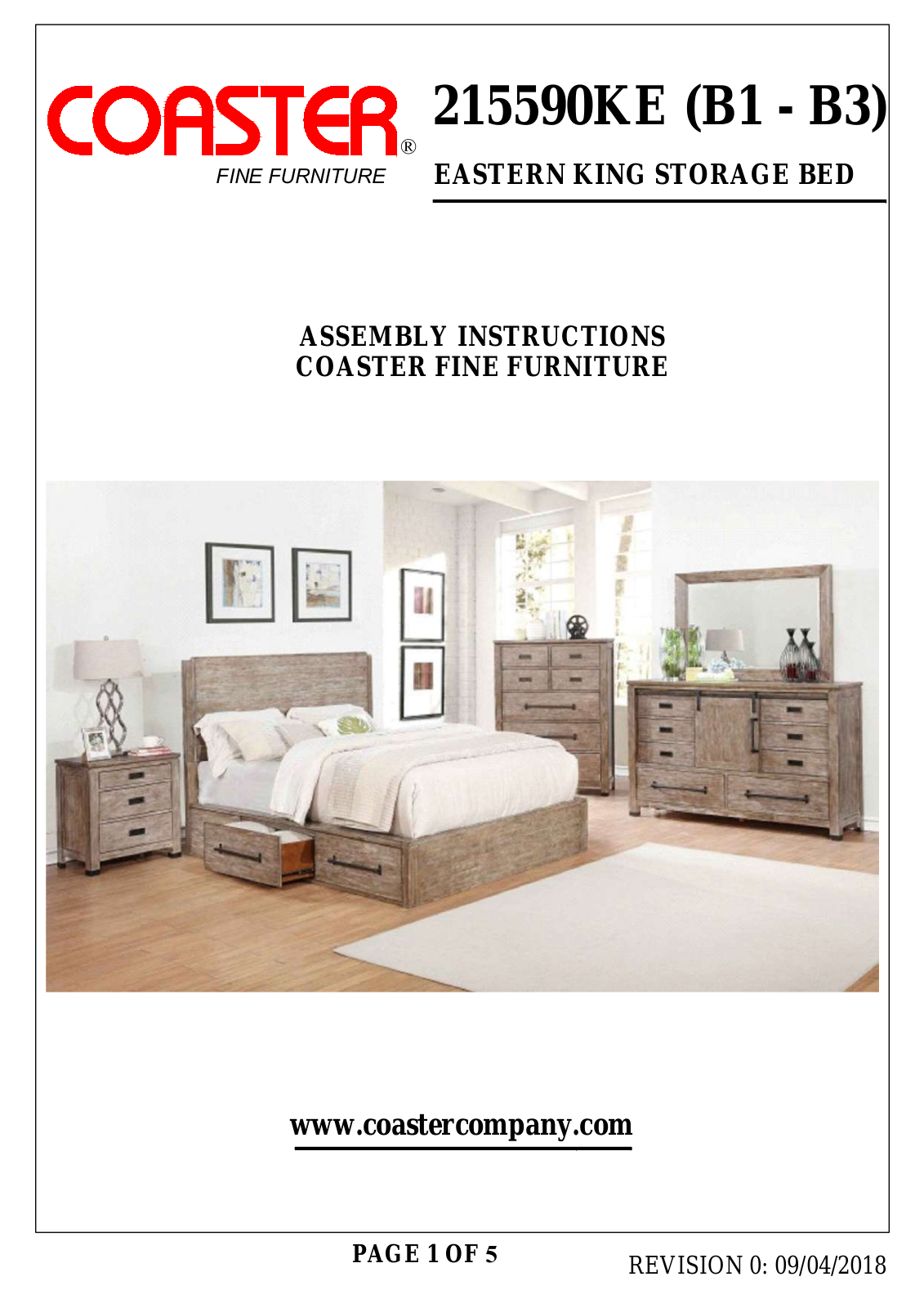 Coaster EASTERN KING STORAGE BED Assembly Instructions Manual