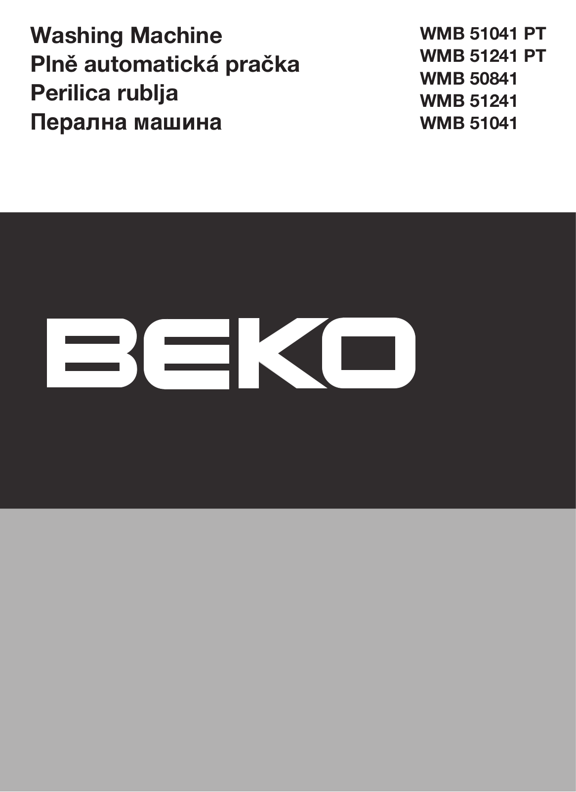 Beko WMB 51041 PT, WMB 51241 PT, WMB 50841, WMB 51241, WMB 51041 User manual