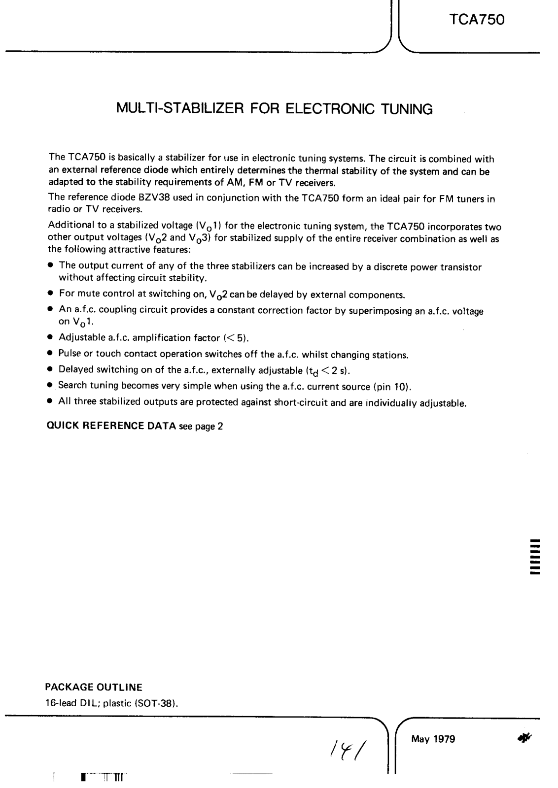 Datasheet TCA750 Specification - ManualMachine.com