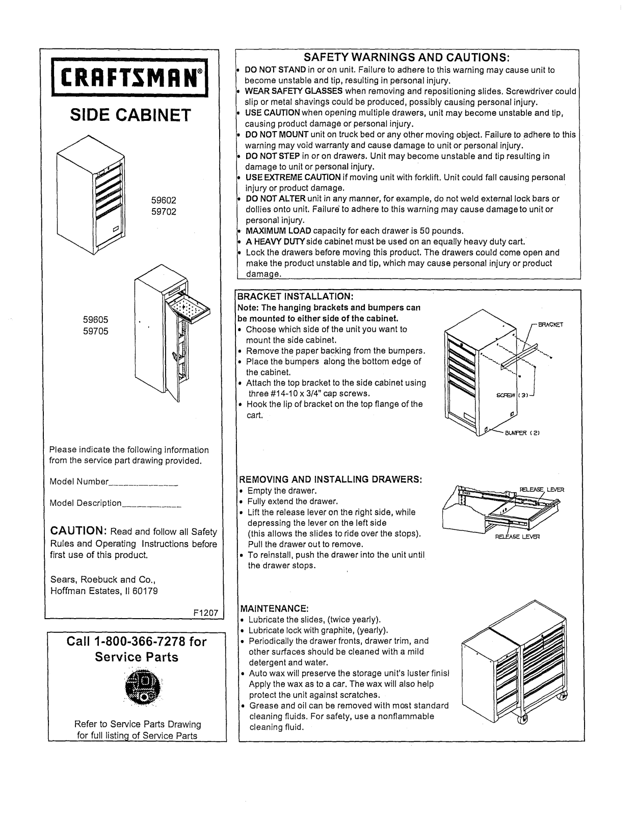 Craftsman 706596023, 706116180 Owner’s Manual