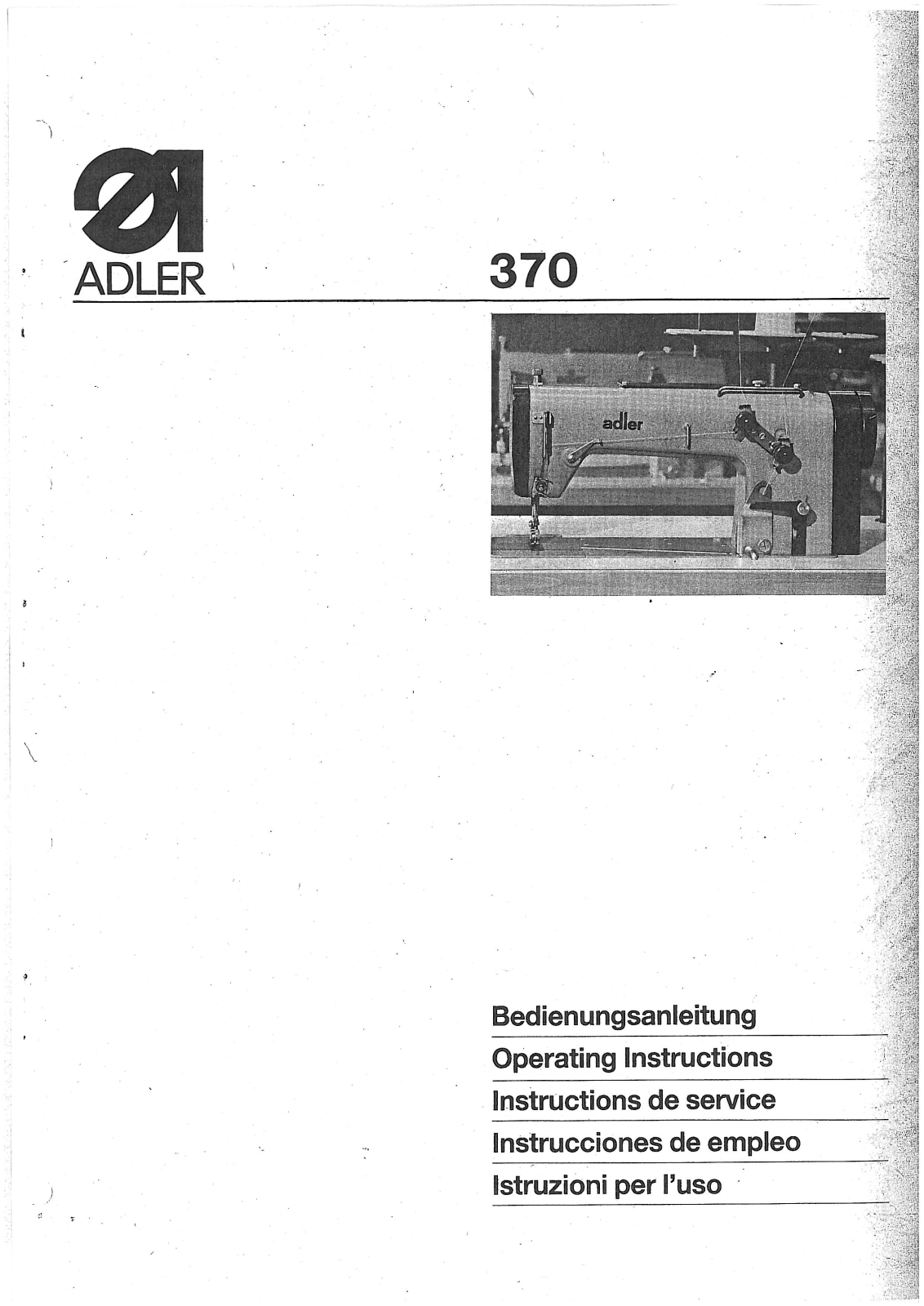 Duerkopp Adler 370 Operating Instruction