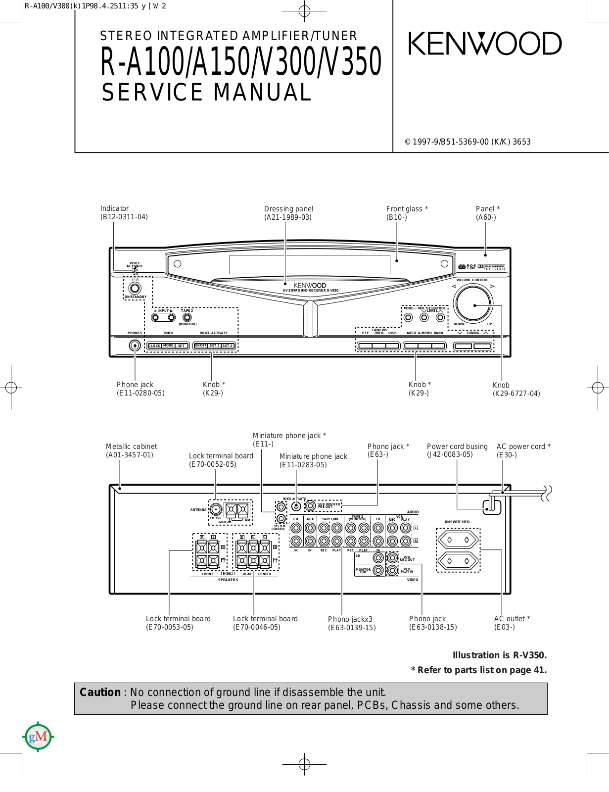Kenwood RA-150, RA-100, RV-350, RV-300 Service manual