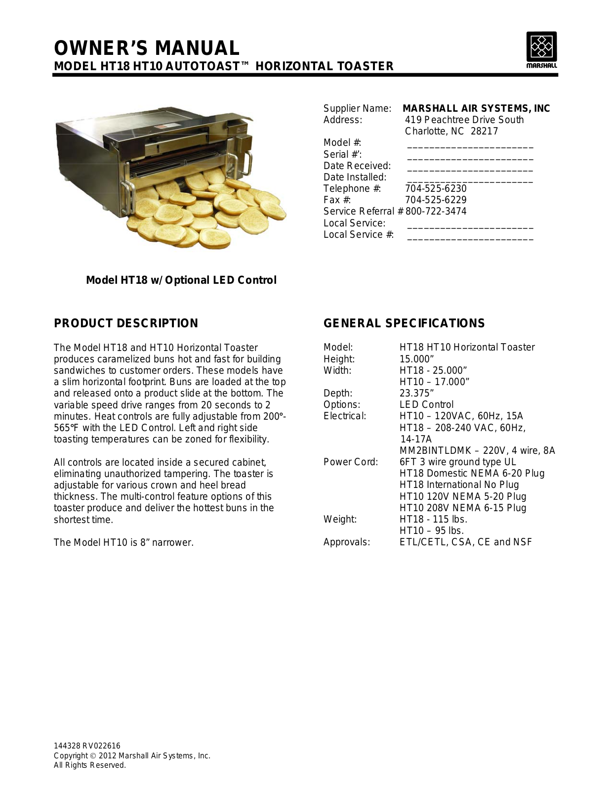 Toasters HT10 Service Manual