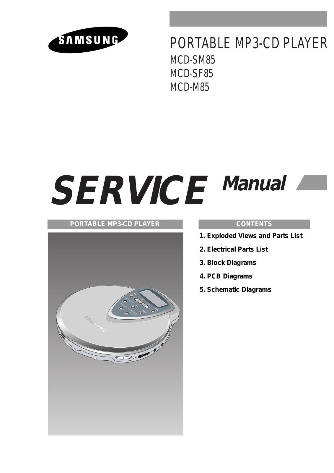 SAMSUNG MCDSF85TH_KHA, MCD-SM85 Service Manual COVER