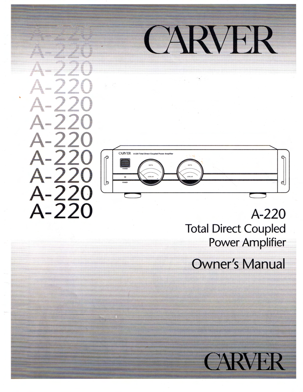 Carver A-220 Owners manual