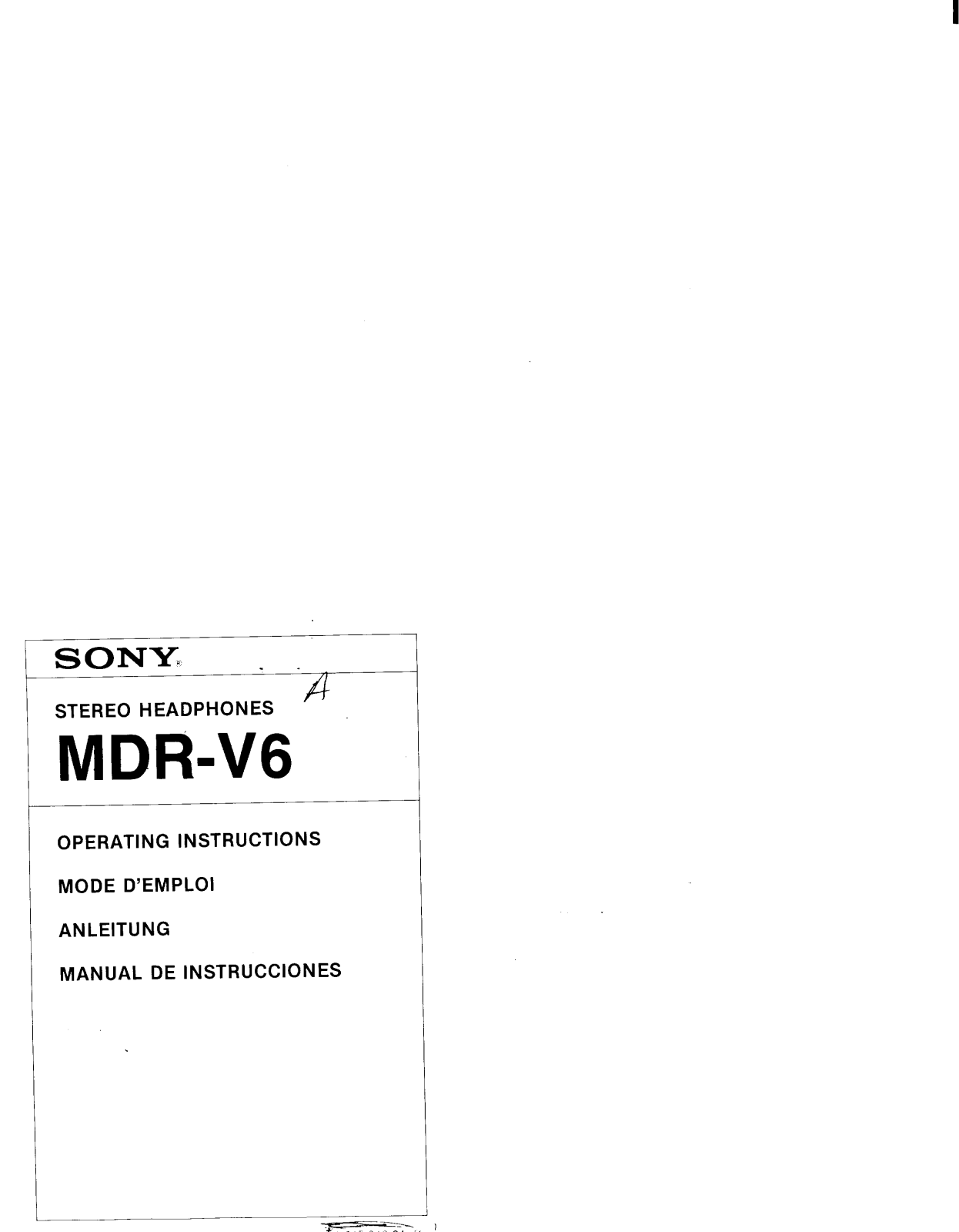 Sony MDRV-6 Owners manual