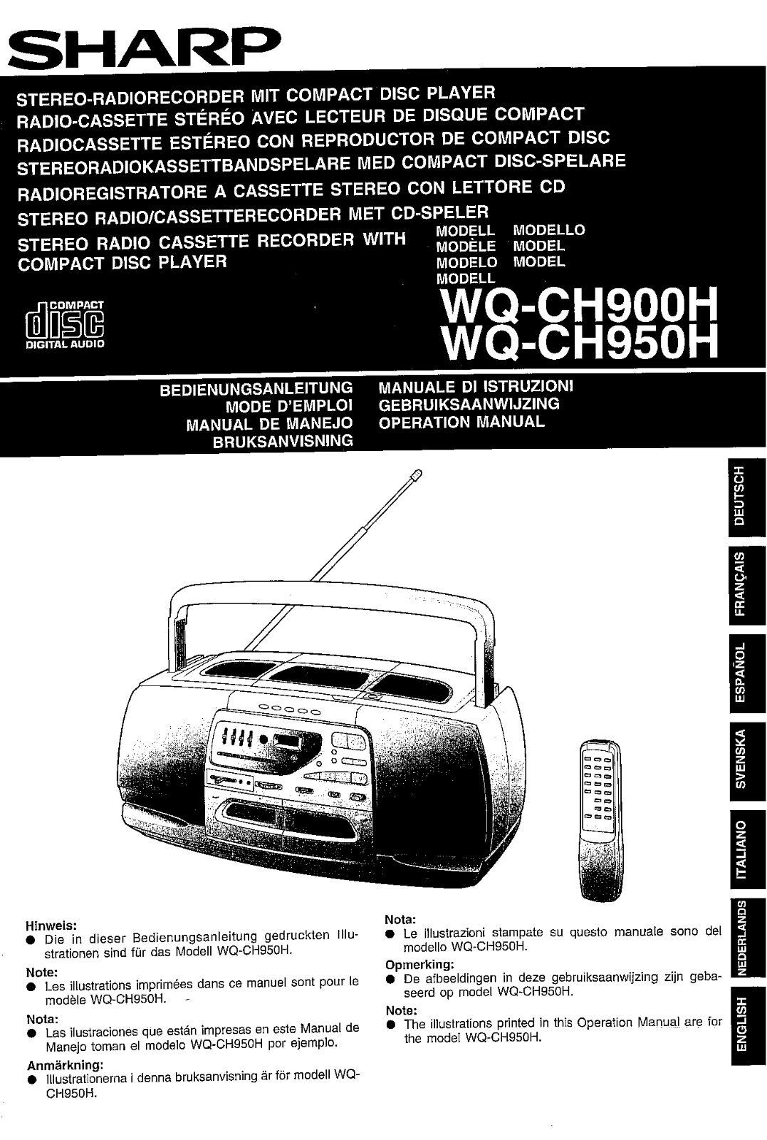Sharp WQ-CH900H, WQ-CH950H Manual