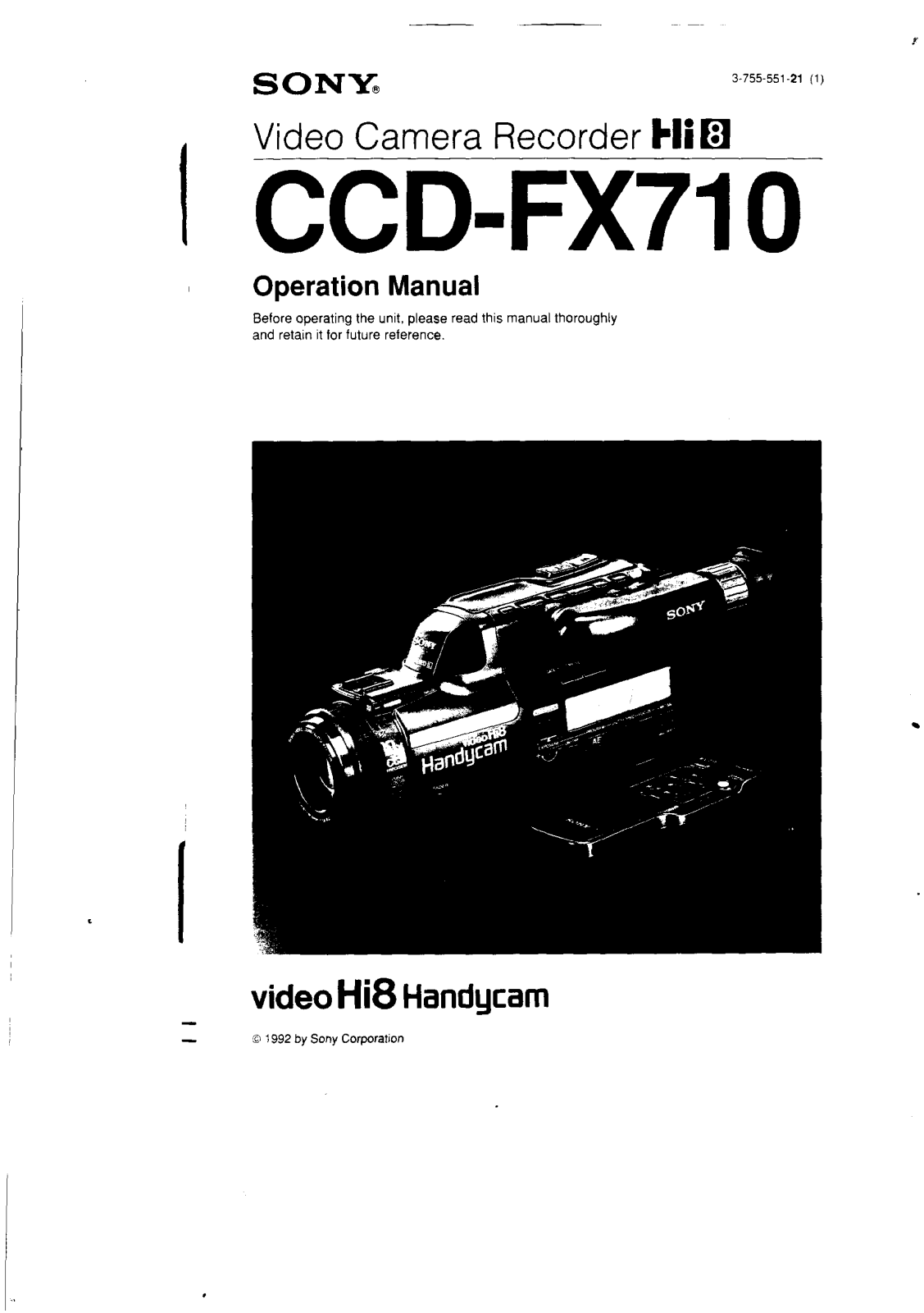 Sony CCD-FX710 User Manual