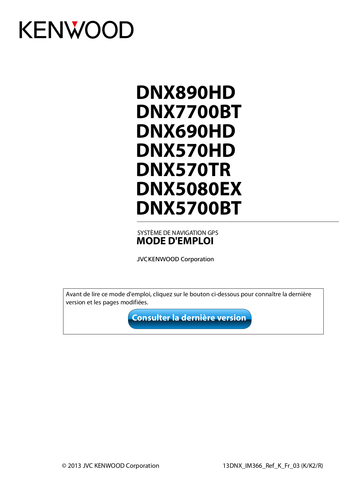 KENWOOD DNX5700BT, DNX7700BT User Manual