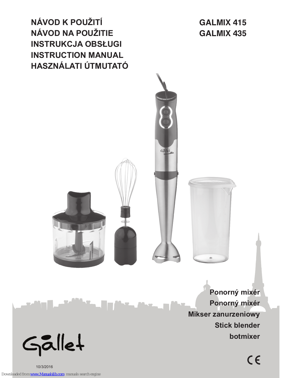 Gallet GALMIX 415, GALMIX 435 Instruction Manual