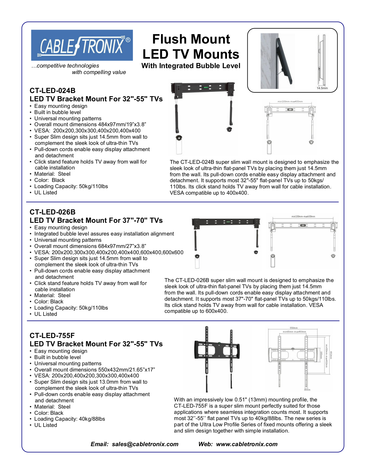 SecurityTronix CT-LED-755F Specsheet