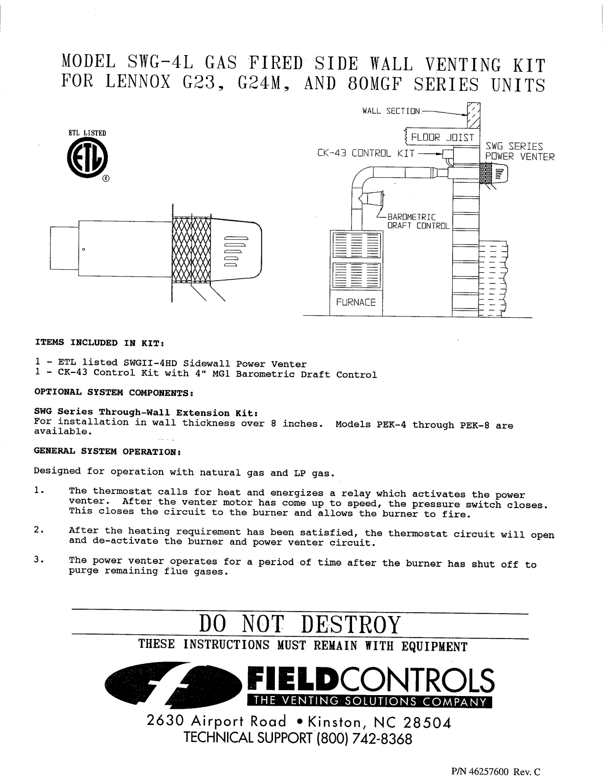 Field controls SWG-4L User Manual