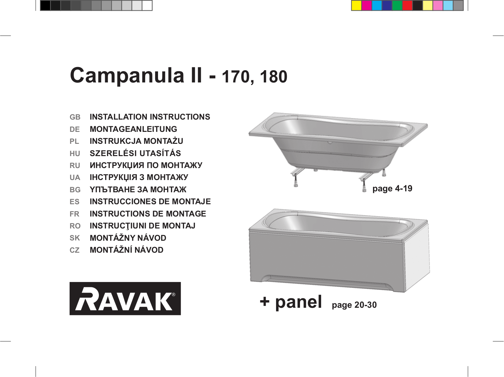 Ravak Campanula II 170, Campanula II 180 INSTALLATION INSTRUCTIONS