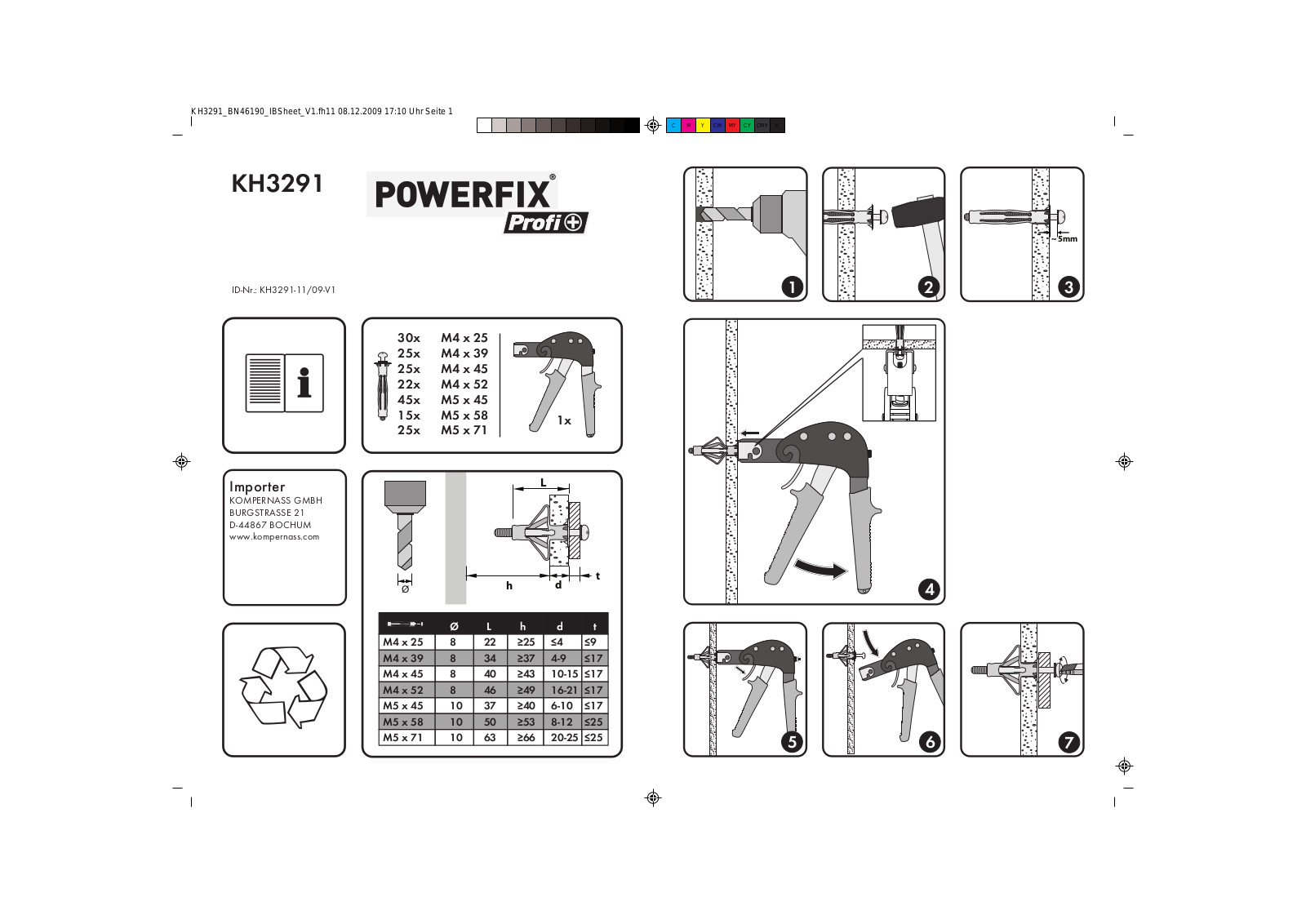 POWERFIX KH 3291 HOLLOW WALL ANCHORS User Manual