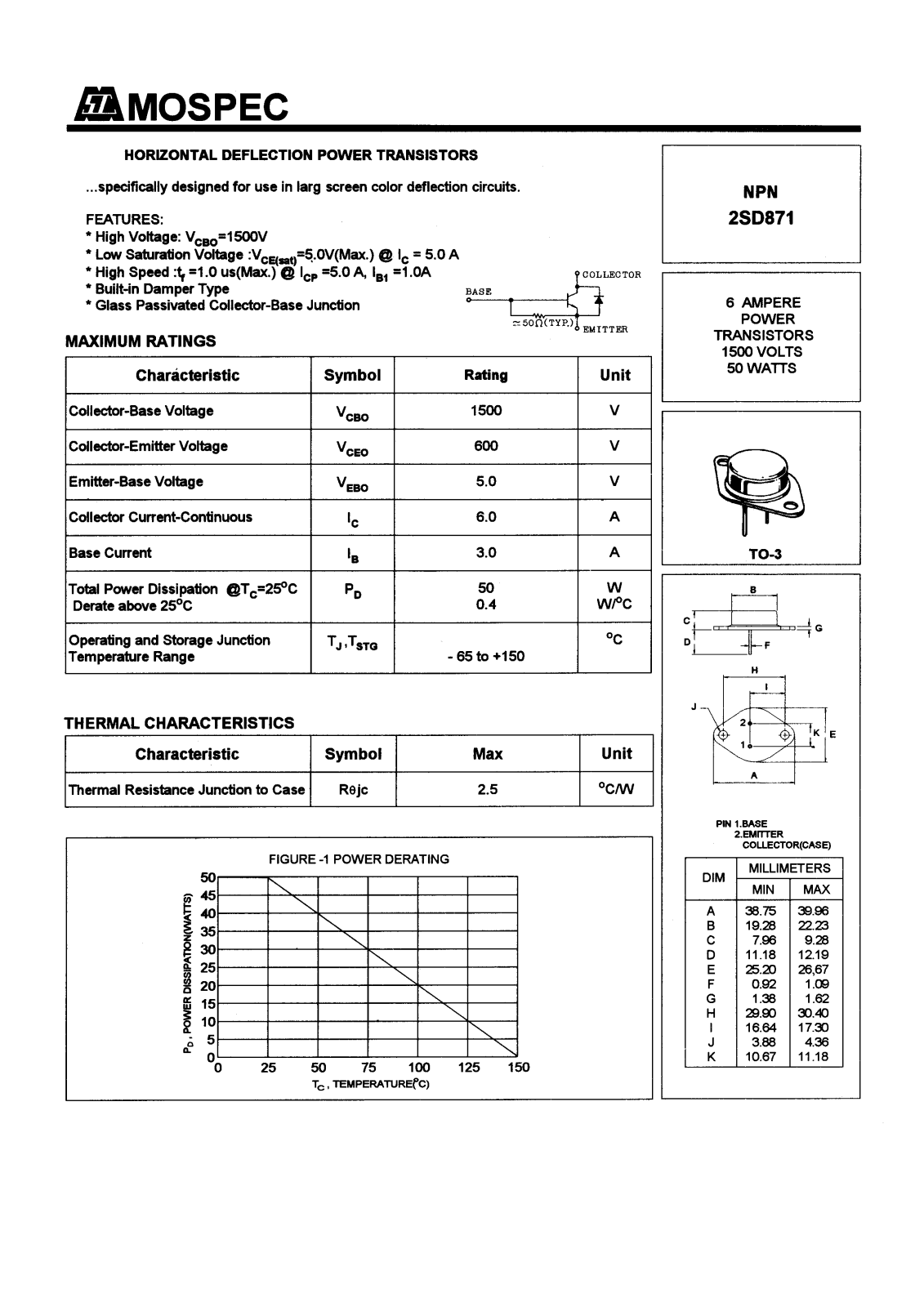 MOSPEC 2SD871 Datasheet