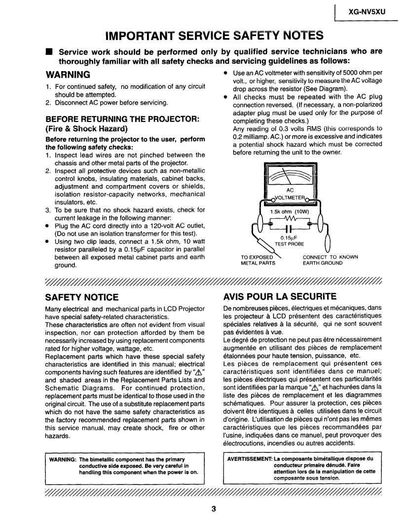 Sharp XG-NVSXU, XG-NV5XU Service Manual
