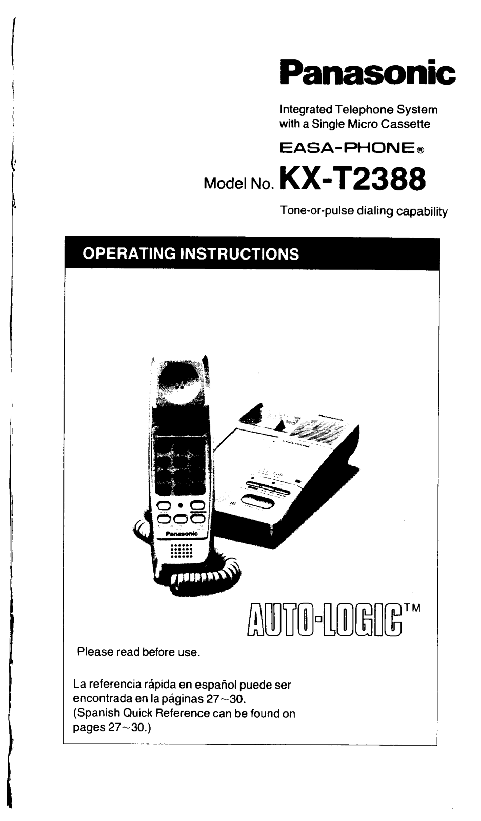 Panasonic kx-t2388 Operation Manual