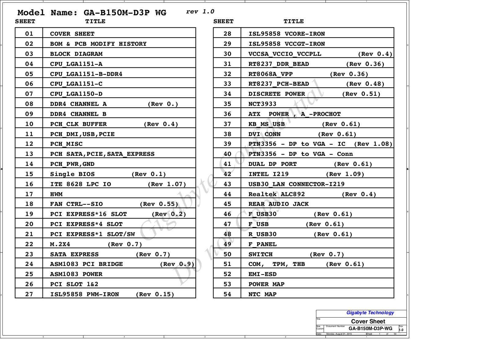 Gigabyte GA-B150M-D3P Schematic rev.1.0