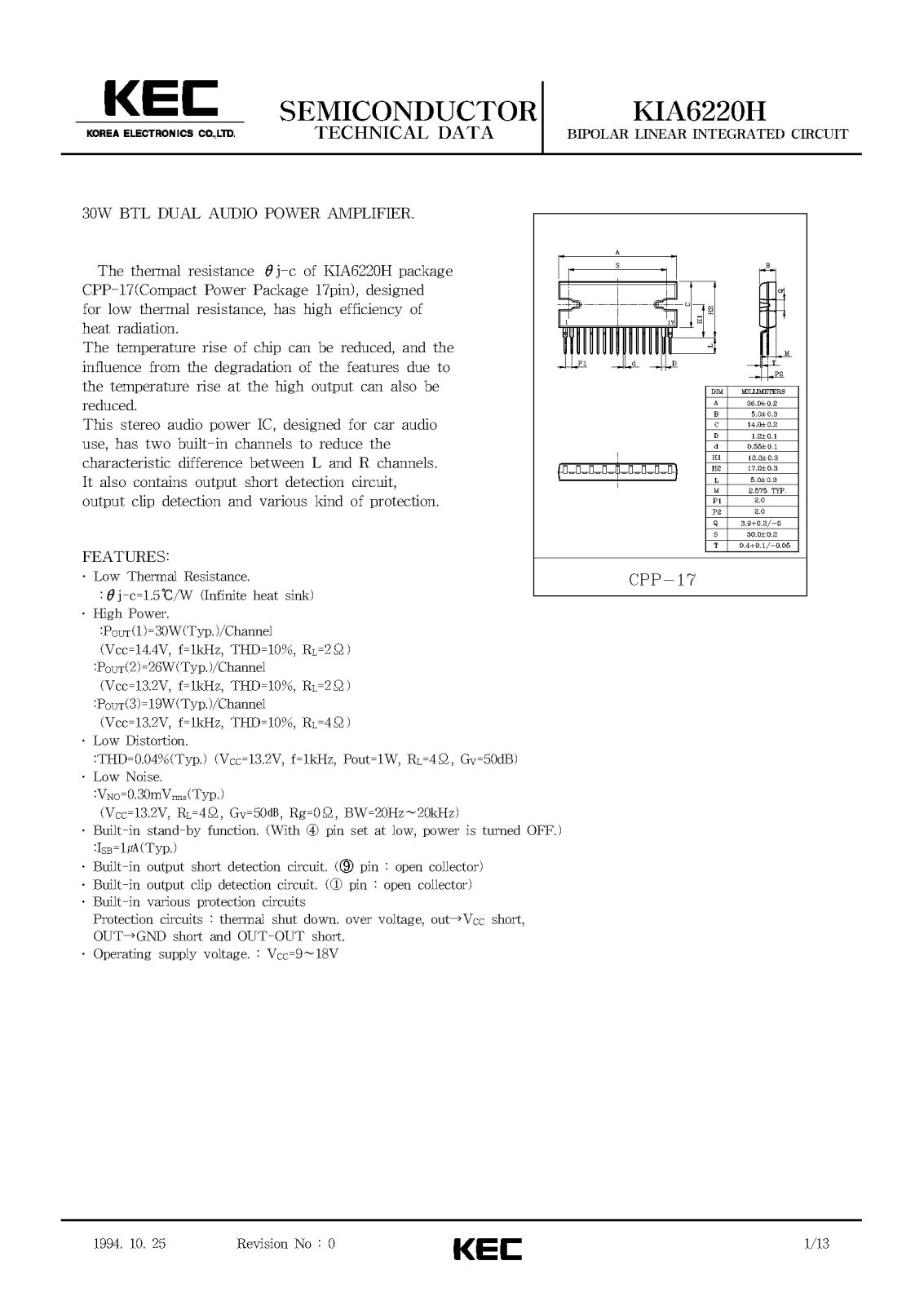 KEC KIA6220H Datasheet