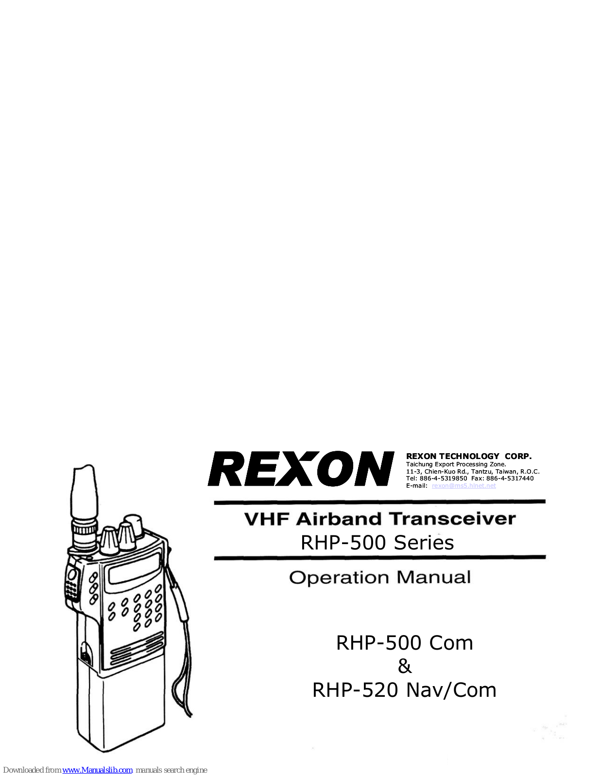 REXON RHP-500 Com, RHP-520 Nav/Com Operation Manual - ManualMachine.com