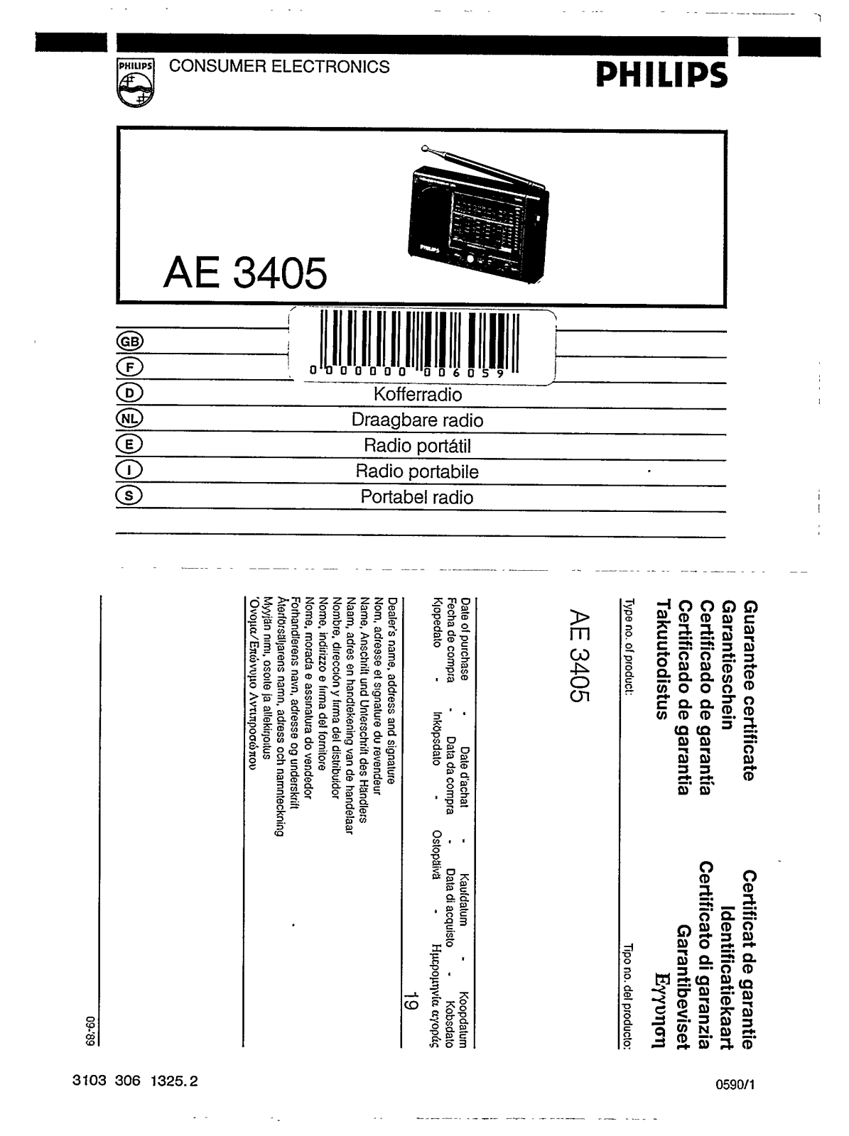 Philips AE3405/23, AE3405/20, AE3405/00, AE3405 User Manual