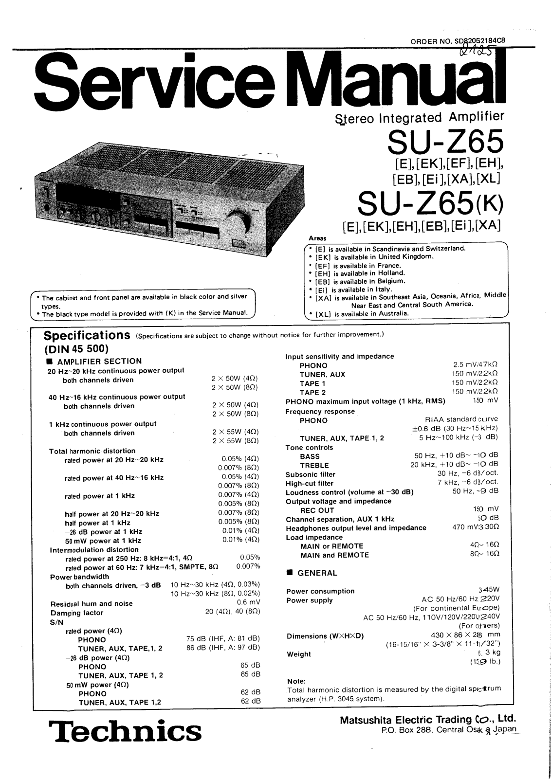 Technics SUZ-65 Service manual