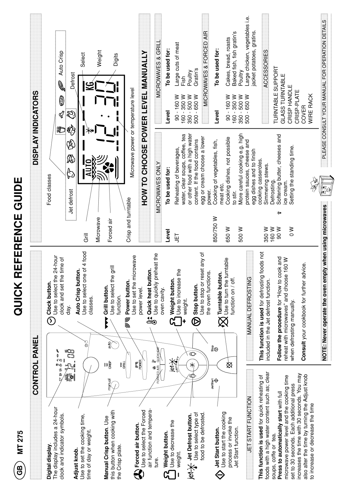 Whirlpool MT 275 WHITE, MT 275/BL INSTRUCTION FOR USE