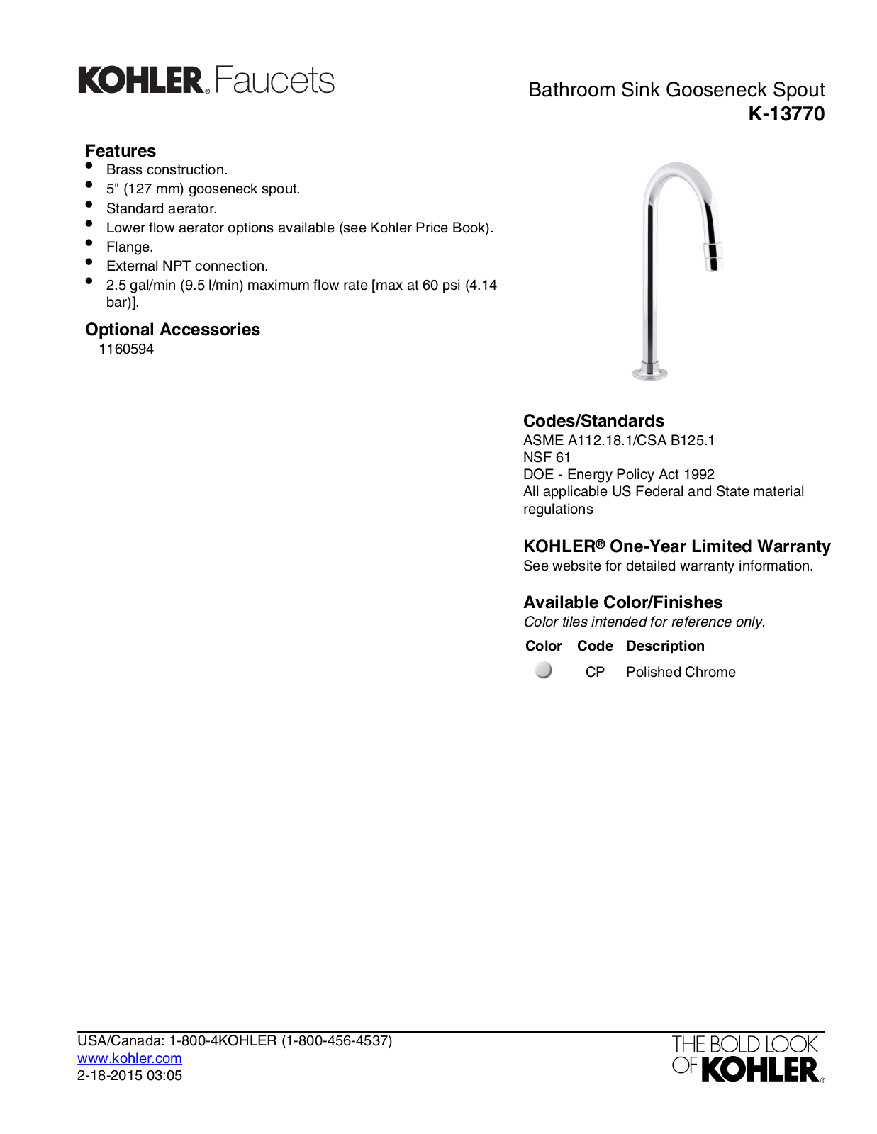 Kohler KOH5644 Specifications - ManualMachine.com